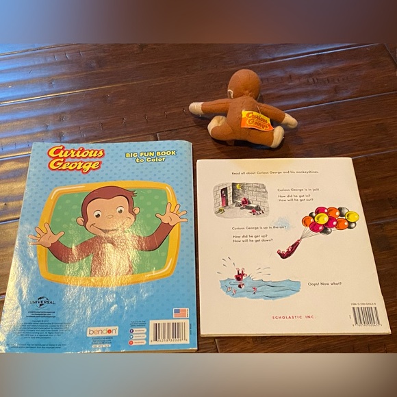 3 piece Curious George bundle; stuffy, coloring & reading book 📖 🐵 - Picture 2 of 15